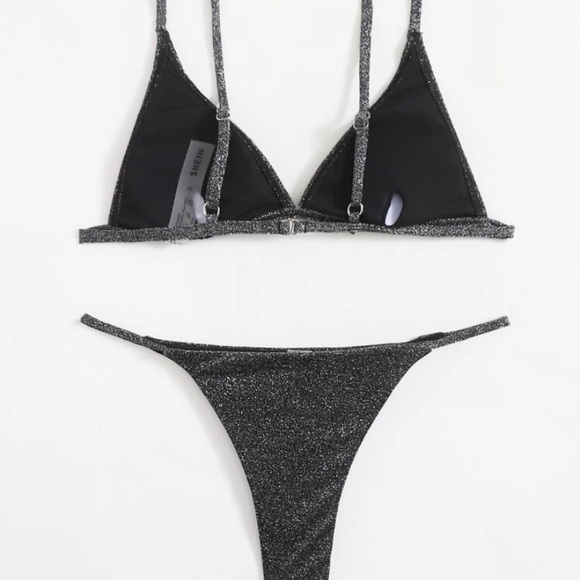 NWOT shein medium black sparkly bikini - Picture 2 of 9